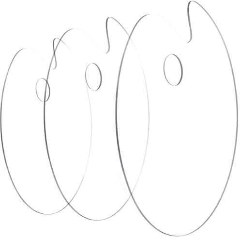 Paleta de Mezcla ZIOYANE de 3 Piezas, Paleta acrílica Transparente Ovalada Antiadherente con Orificio para el Pulgar, para Pintura al óleo, Acuarela y Pintura con los Dedos.