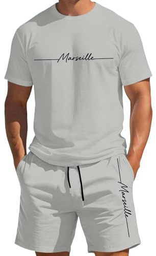 Mens Tracksuits Shorts Set Summer Tracksuit Clothing Short Sleeve Casual Sports Hoodie Shorts Set 2 Piece Summer Short Sleeve Sweatsuits Lounge Workout Sets Gym Joggers Sets (#001 Light Gray,XL)