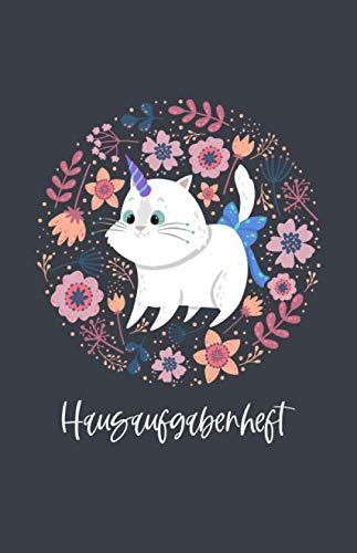 Hausaufgabenheft: mit Kawaii Einhorn-Katze, Uni-Cat, ca. A5, für 1 komplettes Schuljahr