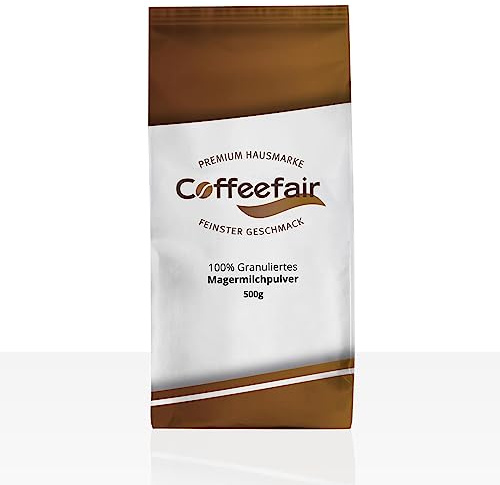 Coffeefair 100% granuliertes Magermilchpulver 500g Instant-Milchpulver für cremigen Milchschaum, ideal für Heißgetränkeautomaten, ergiebig, ohne Zusätze