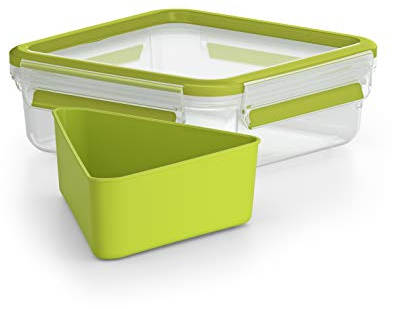Emsa Clip & Go Contenitore Sandwich, Trasparente/Verde Chiaro, 16.3 x 16.3 x 5.8 cm