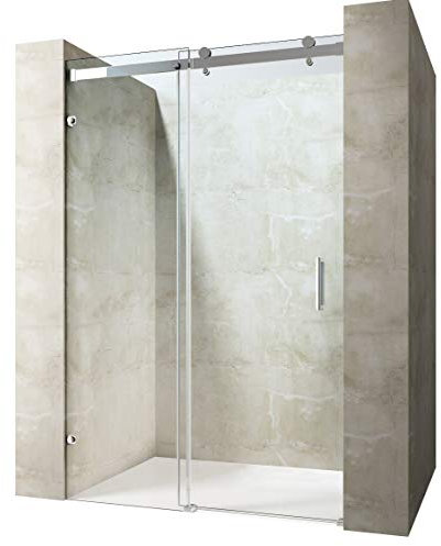 Durovin Bathrooms Frameless 1200 Shower Door for Sliding Shower Enclosure - 8mm Thick Transparent Safety Glass - Side Aluminium Bracket Mount