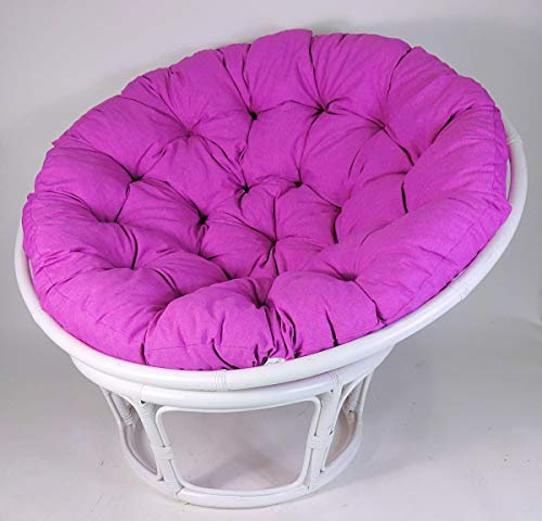 Rattan Papasansessel,Papasan Durchmesser 110 cm, Fb. weiß lackiert, Polster Uni Living 246 alt rosa