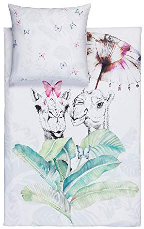 ESTELLA Mako-Satin Bettwäsche Camelie Silber 1 Bettbezug 155 x 220 cm + 1 Kissenbezug 80 x 80 cm