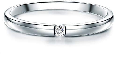 Trilani Damen Solitäring aus 925/- Sterling Silber mit Topas weiß Verlobungsring Antragsring Spannring