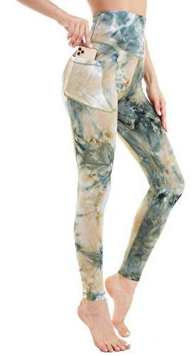 AMYTIS Sport Leggings Damen High Waist Yogahose mit Taschen Lang Sporthose Blickdicht Leggins Fitness Sportleggins