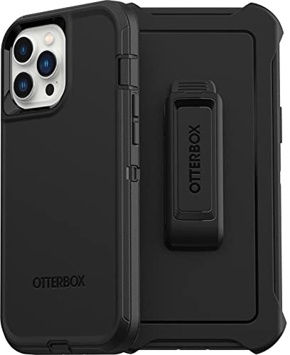OtterBox Defender Hülle für iPhone 13 Pro Max/iPhone 12 Pro Max, stoßfest, sturzsicher, Ultra-robust, schützende Hülle, 4X getestet nach Militärstandard, Schwarz, Keine Einzelhandelsverpackung