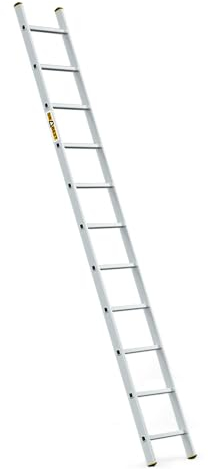 DRABEST PRO SERIES Aluminium Ladders 1x11 - Press-Formed Multi Purpose Ladder - 330lbs / 150kg - 40 x 298 x 6 cm