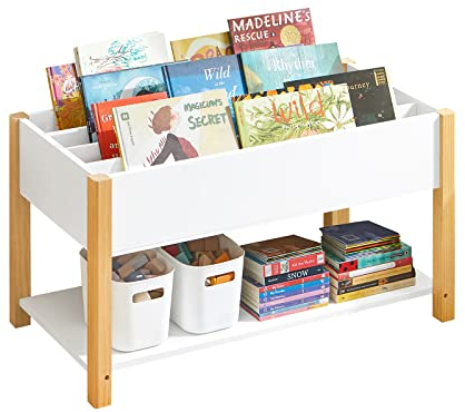 SoBuy KMB35-W Kinder Bücherregal Kinderregal mit Ablagefächern Aufbewahrungsregal für Kinder Bücherständer Spielzeugregal Weiß BHT ca.: 85x45x42cm