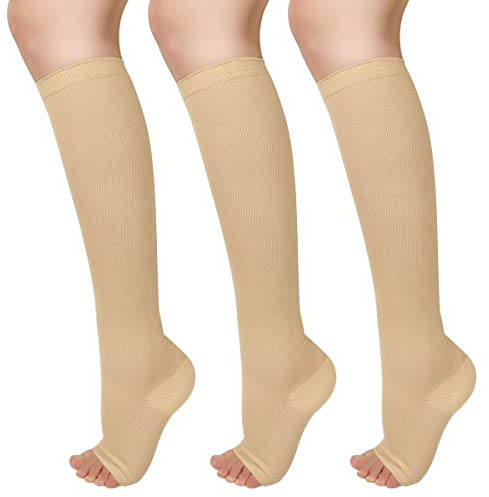 Evolyline Medical Compression Tights for Women & Men 15-20mmHg, Footless Compression Pantyhose Opaque Graduated Support Tights Compression Stockings for Varicose Veins Edema Flight Nursing
