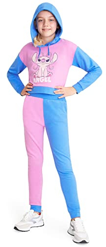 Disney Chándal Niña de Stitch - Conjunto Crop Top y Pantalón de Chándal Tallas 4-15 años de Lilo y Stitch (Rosa/Azul, 5-6 años)