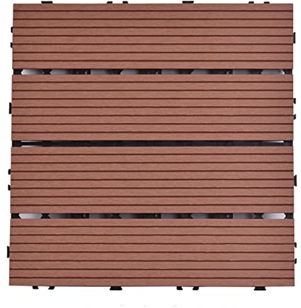 VXHCS rutschfeste Ineinandergreifende Bodenfliesen Drinnen und Draußen WPC-Terrassenfliesen, wasserdichte Bodenmatte 30x30cm Quadratische Bodenfliesen JSSSM (Color : C, Size : 30X30CM-11PCS)