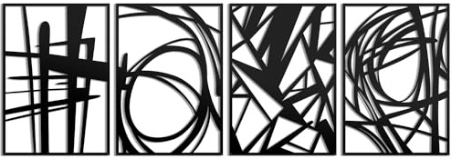 Creoate Abstrakte Metall-Wandkunst, 2 Stück, schwarz, moderne minimalistische Linienkunst, Wandskulptur, Dekoration, moderne Metall-Wanddekoration für Wohnzimmer, 27.9x40.6 cm, 2 Paneele (schwarz)