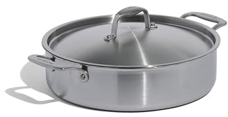 Made In Cookware - 6 Quart Stainless Steel Rondeau Pot w/Lid - 5 Ply Stainless Clad - Professional Cookware - Made in Italy - Induction Compatible