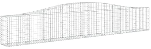 vidaXL Arched Gabion Basket - Galvanised Iron Outdoor Garden Barrier or Decorative Feature 400x30x60/80 cm in Silver
