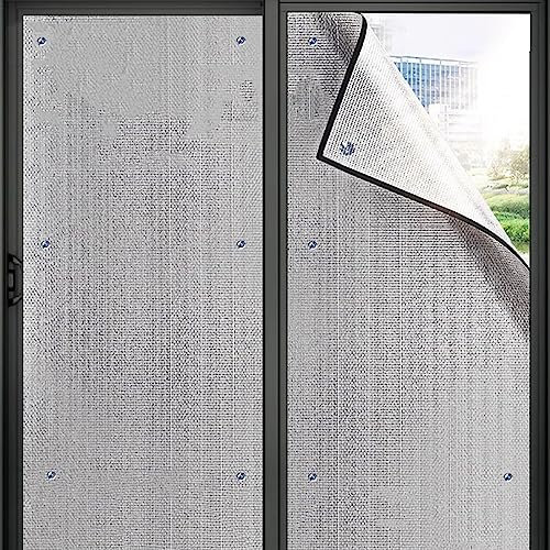 Geovne Aluminiumfolie zur Wärmedämmung von Fenstern,Fensterfolie Blickdicht,Rückstandslose Sonnenschutz Folie,UV-Schutz Isolierfolie,für Wintergarten/Balkon,mit Saugnapf (30x50cm/12 x20)