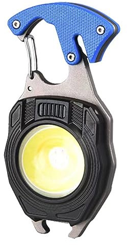 EBILUN Porte-clés Multifonction Lampe De Poche LED Petite Lampe De Poche Cob Petites Lampes De Poche Petite Lampe De Travail Avec Tournevis Ouvre-bouteille Et Allume-cigare (Bleu)
