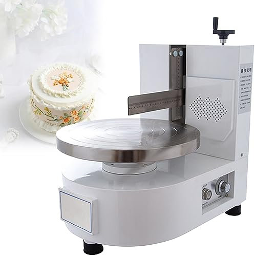 NYANS Machine à Étaler Crème Gâteau, Machine Décoration de Revêtement Lisse de Crème de Pain, Épandeur Automatique de Crème de Gâteau d'anniversaire, pour Faire des Gâteaux de 4 à 12 Pouces,White
