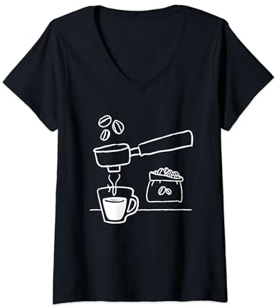 Machine À Café À Porte-filtre Café Torréfacteur Café T-Shirt avec Col en V