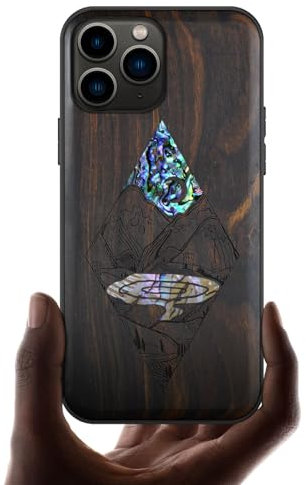 Carveit Étui pour iPhone 11 Pro Coque Bois, (Sombre-Nuit étoilée)