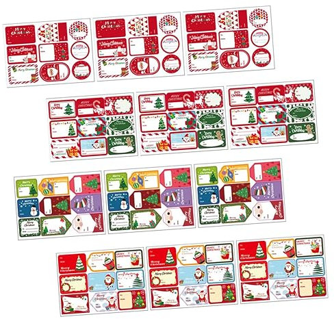 STOBOK 12 Blätter Aufkleber für Weihnachtsetiketten Geschenketiketten Sankt-Etiketten Weihnachtsgeschenkanhänger Weihnachtssto Weihnachts-Tags basteln geschenk aufkleber Geschenkaufkleber