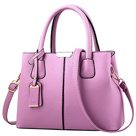 Taschen Design Handtasche für Frauen Geräumige Handtaschen Damen Geldbörse Satchel Schultertasche Tote Ledertasche Lederfett Schwarz Für Taschen (Purple, One Size)