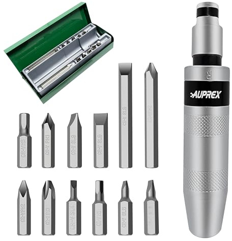 AUPREX Manual Impact Screwdriver, 1/2” Reversible Hand Impact Driver Set, Hammer Screwdriver with 12-Piece CR-V Slotted, Phillips, Hexagonal Bits Set for Removing Rusted Fasteners or Frozen Bolts