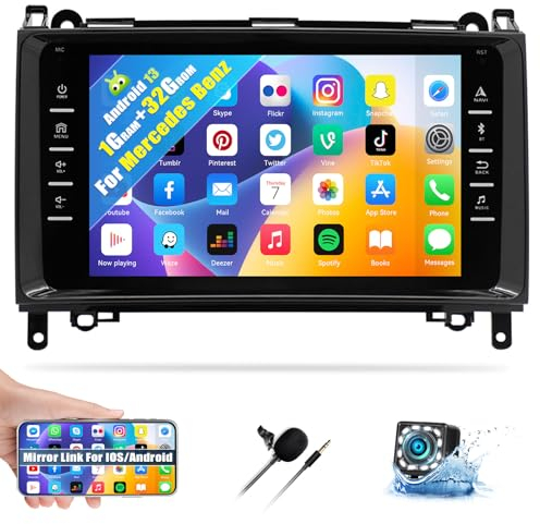 Android 13 Autoradio für Mercedes Benz W169 W245 B160 B170 B180 B200 W639 Vito Viano W906 Sprinter mit Mirror Link, 8 Zoll Auto Radio Touchscreen mit Bluetooth GPS Navi WiFi FM SWC+Rückfahrkamera+Mic