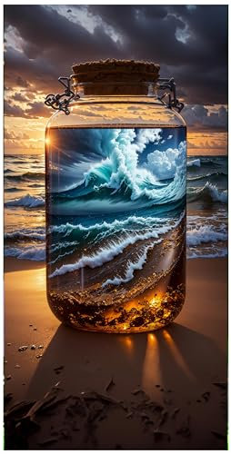 wandmotiv24 Türtapete Meer, Strand, Flasche, Wasser 100 x 200cm (B x H) - Dekorfolie selbstklebend Sticker für Türen, Türfolie, Aufkleber, M1508
