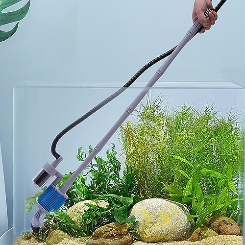 MooBeey Elektrische Aquarium Wasserwechsler Kit mit Wasserpumpenmotor, 360° Drehbaren Siphon Staubsauger Aquarium Bodenreiniger Kit, Kiesreiniger Siphon Staubsauger für Wasserwechsel und Sandwäsche