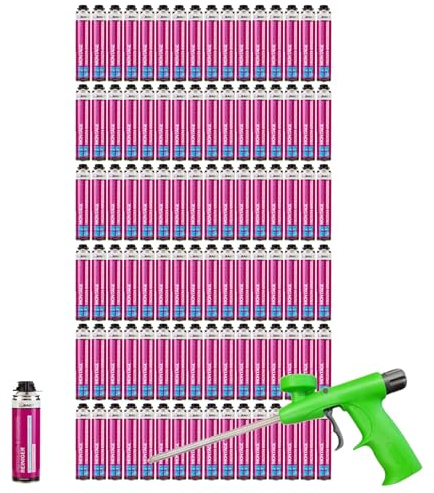 dubaust MSP24 Mousse de construction pour pistolet 750 ml Mousse d'isolation acoustique haute isolation thermique Isolant B2 (avec nettoyant PRS24 500 ml + pistolet à mousse standard, 96 x 750 ml)
