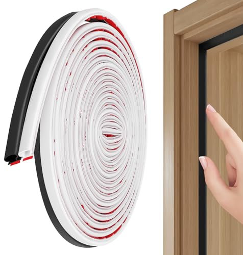 2 Pezzii Guarnizione Porta Finestra Adesiva Set, 6M Autoadesivo Striscia Porta in Gomma a Forma di D, Anti-Collisione D-Tipo Guarnizioni Porta per Telaio de Porta