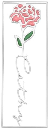 INBLUE Personalisierte Geburt Blume Lesezeichen mit Namen Messing Bunte Lesezeichen für Buchliebhaber Schneiden Namen Geschenke für Leseliebhaber (Stil A - Silber)