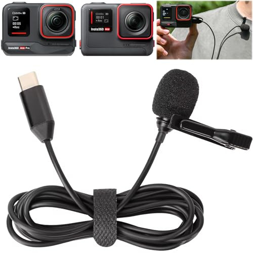 Honbobo Ace Pro/Ace Microfono per Insta360 Ace Pro/Insta360 Ace Microfono lavalier Tipo-C Ace Pro/Ace Lav a clip microfono Accessori per Insta360 Ace Pro/Insta360 Ace Microfono di registrazione 1.5M