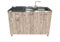 MABEL Mueble bajo fregadero de cocina con cajón con nudo organizador de madera ennoblecida con fregadero de apoyo de acero con cubetas a la derecha con escurridor – L 120 cm x P 50 cm x H 83,5 cm