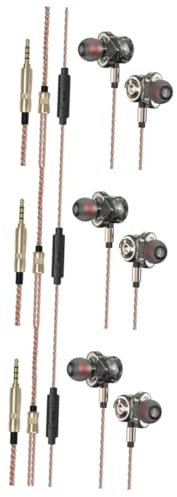 Angoily 3stücke Treiber In-Ear Ohrhörer Mit Mikrofon Kabelgebundene Stereo Sportkopfhörer Für Musik Und Gaming Metallkopfhörer Mit Geflochtenem Kabel Schwarz