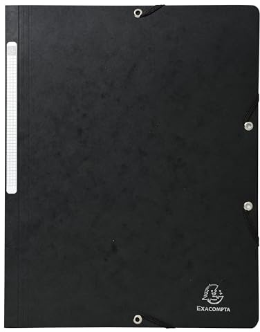 Exacompta - Ref. 555411E - kartong med 25 elastiska skjortor utan flikar tryckta - glansiga kortfickor 355 g/m² - storlek 24 x 32 cm för A4-dokument - svart färg