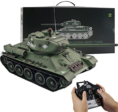 BAUBAUPLAY 1/16 T-34 Kampfpanzer Modellbau, Militär Panzer mit Raucheffekten, Panzer Spielzeug Modellbausatz für Erwachsene - Grundlegende Ausgabe