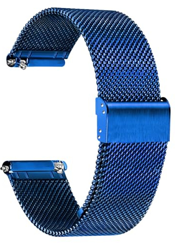 TStrap Mesh Watch Strap Metal - Blue Quick Release Watch Bands for Men Women - Stainless Steel Smart Watch Straps Bracelet Replacement - 10mm 12mm 14mm 16mm 18mm 20mm 22mm