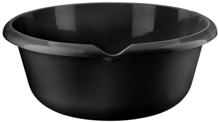 HOMESHOPA Round Plastic Wash Basin, 6 Litre Black Washing Up Bowl, Multipurpose Portable Kitchen Sink Mixing Bowl, Household Watertub for Home Kitchen Camping Outdoor