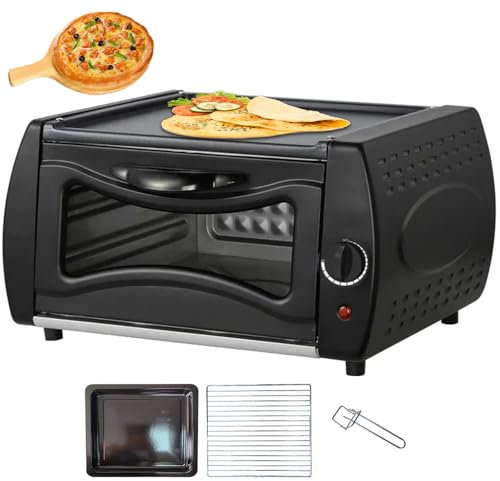 Forno Elettrico per Mini Pizza, 2100 W Pizza Chapati Roti Lahmacun Manakish Naan Macchina per Il Pane con Teglia da Forno/Griglia da Forno/Maniglia del Vassoio, Controllo della Temperatura