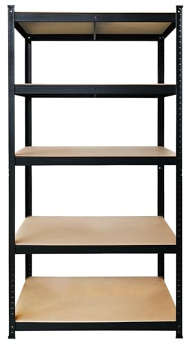 Tking Garage 5 Tier Regale Einheiten 175kg pro Tier Boltless Montage Lagerung Regale Lager Werkstatt Büro (schwarz, 180x90x40)