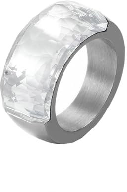Wycian Freundschaftsringe Beste Freundinnen, Eheringe Titan Edelstahl Silberweiß Größe 54 (17.2) 10mm mit Rechteckigem Stein Gravur für Damen Valentinstag