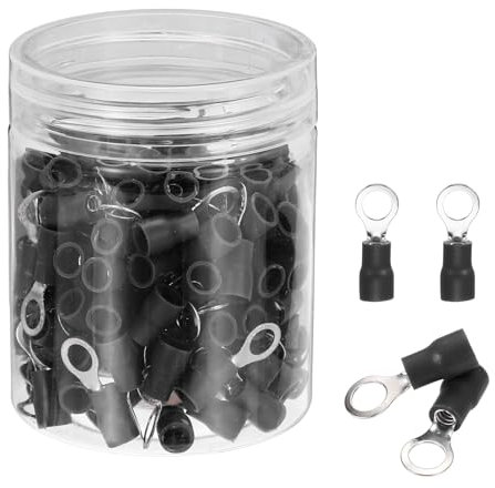 sourcing map 150 terminali ad anello isolati RVS2-5 capicorda per batteria da 16-14 AWG, terminali elettrici a crimpare, connettori per cavi industriali, elettrici, colore nero
