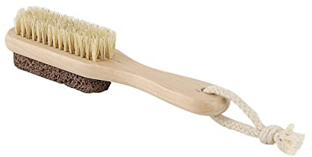 Doppelseitige Hornhautdatei, Beige, mit Steinborsten | Aufhängeschnur Inklusive, Ergonomische Form, für Abgestorbene Haut an Füßen und Händen