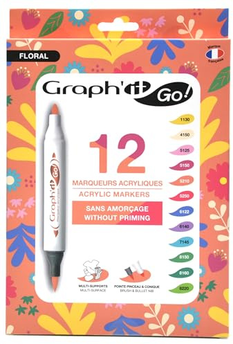 GRAPH'IT GO Set de 12 marqueurs acrylique - Floral