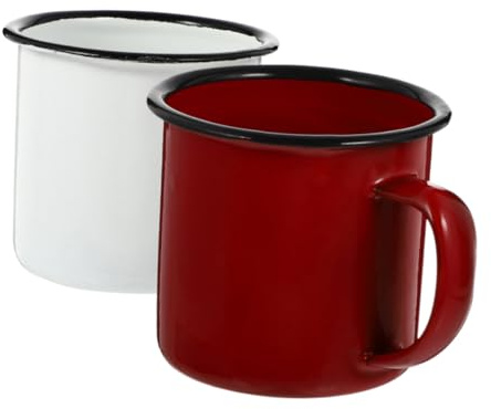 BESTYASH Vintage Emaillebecher 2 Stück aus Emaille im Retro Stil | Kaffee und Tee, Klassisches Design, Leicht zu Reinigen, Vielseitig Nutzbar