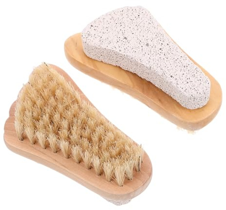 Beatifufu 2 Stück Bimsstein Fußpflege mit Holzgriff und Ergonomischem Design zur Hornhautentfernung und Reinigung Abgestorbener Haut für Pediküre