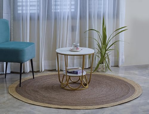 Jaipur Weaver Area Rug 10X10 FT Round Reversible Farmhouse Dining RoomBrown Rug, Living Room, Bedroom, Decorative Floor Circle Boho Entry FarmohuseArea Rugs