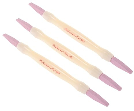 WOONEKY 3 Piezas Pen de Pulido de Uñas Multifuncional de Removedor y Pulidor de Cutículas con Diseño de Doble Cabezal Herramienta Duradera para Manicura Profesional y Uso Salón